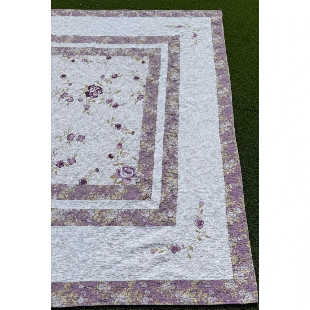 Better Homes & Gardens Purple Blossom Quilt & Sham Set Floral Rose Full/Queen